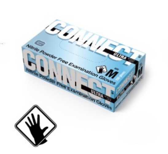 Перчатки CONNECT  ULTRA nitrile (XS) - нитриловые, текстурированные (50пар), TOP GLOVE / Малайзия